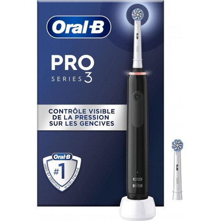Oral-B Pro 3 3000, Brosse à dents électrique, 1 Brossette, Éliminer Jusqu’à 100% de Plaque Dentaire, Noir