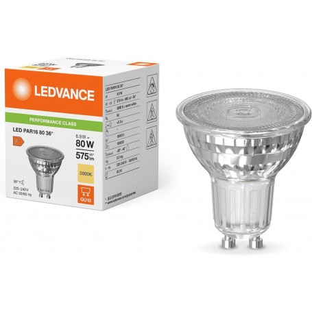 ampoule à led - ledvance - performance - gu10 - 6.9w - 3000k - 36d - 575 lm - par16 - osram 054808