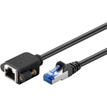 CAT 6A Rallonge S/FTP (PiMF), noirconducteur en cuivre (CU), gaine de câble sans halogène (LSZH), avec bride de montage