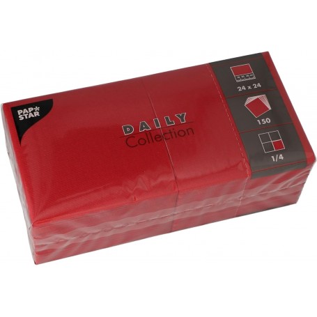 Lot de 150 serviettes de table "Daily Collection" Pliage en 4 Bordeaux 24 x 24 cm