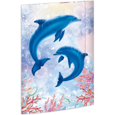 RNK 45380 - Porte-documents Dauphins 310 x 440 mm, Porte-documents pour DIN A3, avec fermeture élastique, 1 pièce
