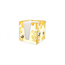 RNK 46800 - Bloc-notes Honey, abeilles, 900 feuilles, 70 g/m, 92 x 92 x 92 mm en carton, 1 pièce