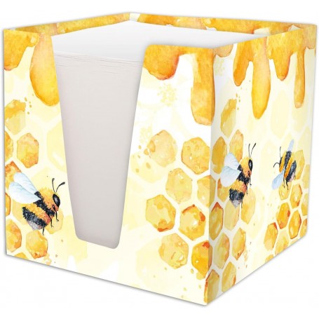 RNK 46800 - Bloc-notes Honey, abeilles, 900 feuilles, 70 g/m, 92 x 92 x 92 mm en carton, 1 pièce