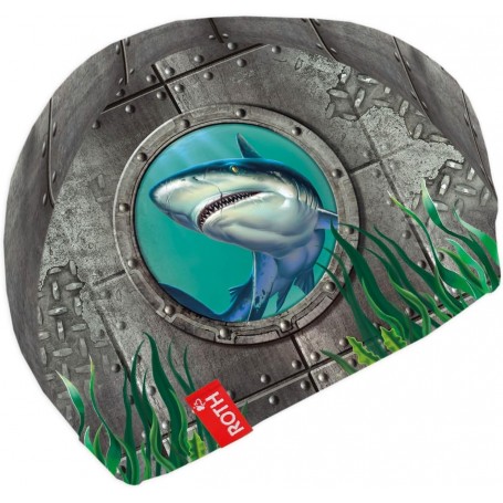  Bonnet de bain pour enfant, 21 x 19 cm, 82 % polyester, 18 % élasthanne, requin