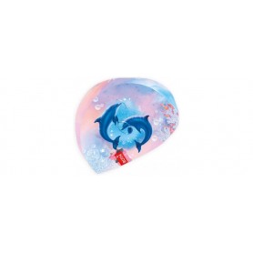  Bonnet de bain pour enfant, 21 x 19 cm, 82 % polyester, 18 % élasthanne, dauphins