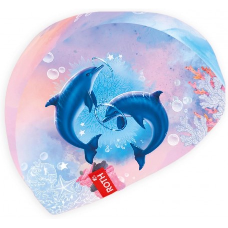  Bonnet de bain pour enfant, 21 x 19 cm, 82 % polyester, 18 % élasthanne, dauphins