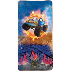  Serviette de bain pour enfant Monster truck Fire 60 x 120 cm, peu encombrante et à séchage rapide