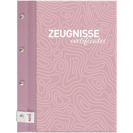  Porte-documents à motif avec vis à tête - Rose poussiéreux - Avec 12 pochettes transparentes A4 - Extensible