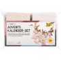 64121 Calendrier de l'Avent Basic avec motif imprimé, env. 10 x 13 cm, 24 sachets en tissu naturel, en coton et polyester, avec pendentif et fil, couleur naturelle