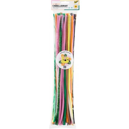  778193-Set de Bricolage de Fil Chenille Safari, Cure-Pipe pour Enfants et Adultes, 100 pièces Assorties en 10 Couleurs, diamètre 8 mm et Longueur 50 cm, 778193, Multicolored