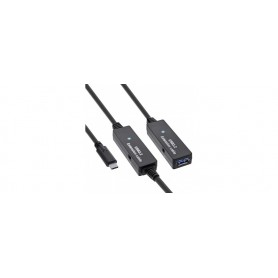 InLine USB 3.2 Gen.1 Câble d'extension actif USB 3.2 Gen.1 mâle USB-C vers femelle USB-A avec amplification du signal, longue distance, pour disques durs, imprimantes, webcams, claviers