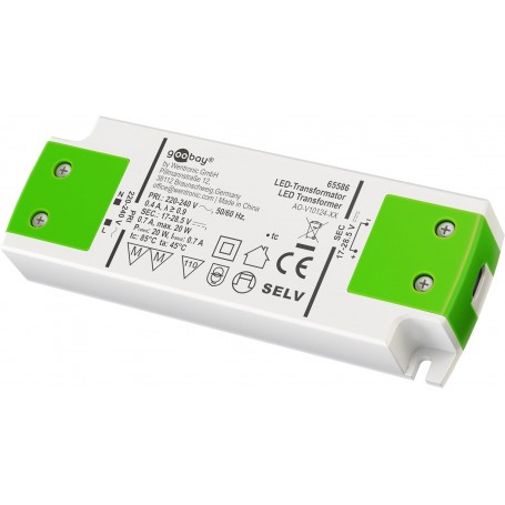  65586 Transformateur LED 700 mA/20 W/LED Transformateur pour courant constant/Pilote LED Source de courant constant/Transformateur d'éclairage intérieur/bloc d'alimentation