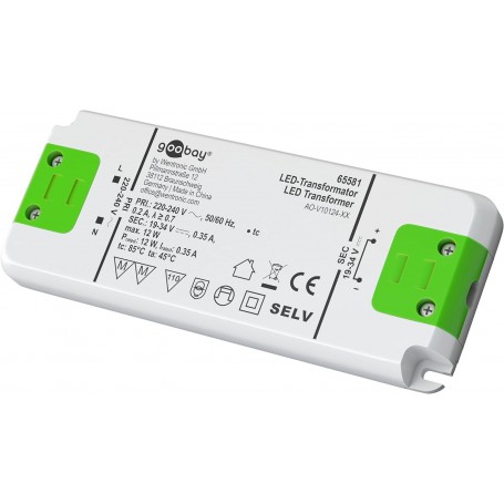  65581 Transformateur LED 350 mA/12 W/LED Transformateur pour courant constant/Pilote LED Source de courant constant/Transformateur d'éclairage intérieur/bloc d'alimentation