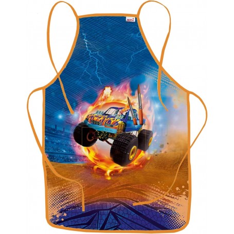  Tablier Monster truck Fire pour enfants de 4 à 10 ans, avec poche, blouse de boue, tablier de bricolage, tablier de peinture, Monster truck Fire, 40x60 cm