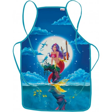  Tablier sirène magique pour enfants de 4 à 10 ans, avec poche, blouse de boue, tablier de bricolage, tablier de peinture, Sirène magique, 40x60 cm