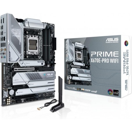 ASUS Prime X670E-PRO WIFI - Carte-m?e - ATX - Socket AM5 - AMD X670E Chipset - USB 3.2 Gen 1, USB 3.2 Gen 2, USB-C 3.2 Gen2, USB-C 3.2 Gen 2x2, USB-C 3.2 Gen 1 - 2.5 Gigabit LAN, Bluetooth, Wi-Fi - carte graphique embarqu? (unit? centrale requise)