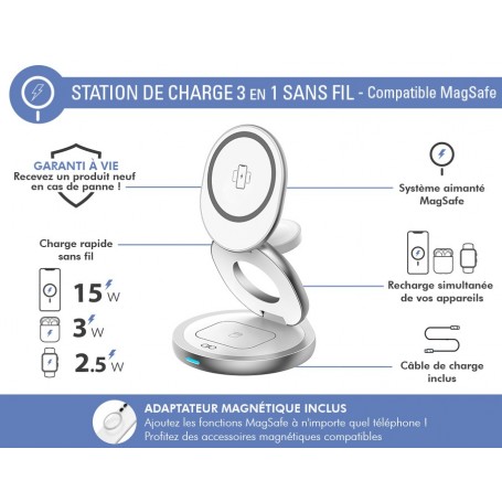 MagSafe Chargeur pliable 3en1 15W