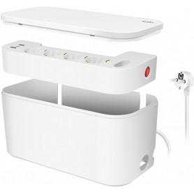 LogiLink Kabelbox m. 5-fach-Steckdosenleiste USB/Schuko wei