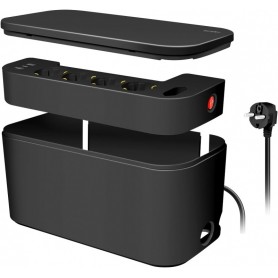LogiLink Kabelbox m. 5-fach-Steckdosenleiste USB/Schuko sch