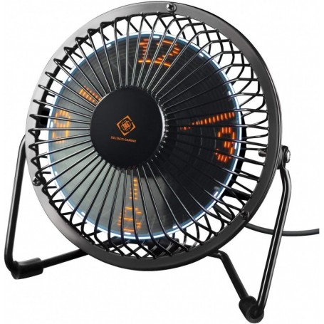 Deltaco Tischventilator m. LED-Uhr schwarz