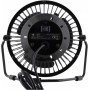 Deltaco Tischventilator m. LED-Uhr schwarz