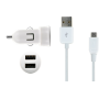 Mini chargeur allume-cigare blanc USB 2A avec câble micro USB