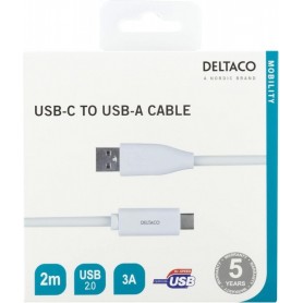 Deltaco USB-C zu USB Kabel 2m 3A weiß