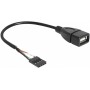  Câble USB USB 2.0 post mâle 4 broches, USB-A femelle 20,00 cm noir certifié UL, 1 pièce