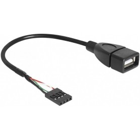  Câble USB USB 2.0 post mâle 4 broches, USB-A femelle 20,00 cm noir certifié UL, 1 pièce