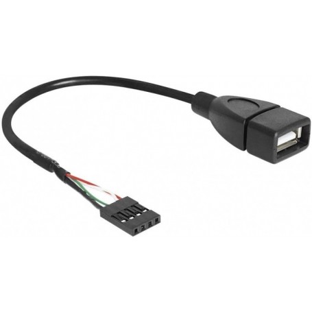  Câble USB USB 2.0 post mâle 4 broches, USB-A femelle 20,00 cm noir certifié UL, 1 pièce