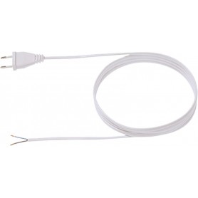  Câble d'alimentation 2x0,75 3m Blanc, H03VVH2-F fiche Euro Non emballé