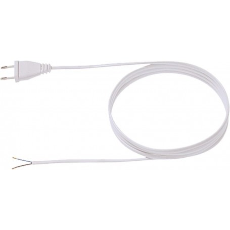  Câble d'alimentation 2x0,75 3m Blanc, H03VVH2-F fiche Euro Non emballé
