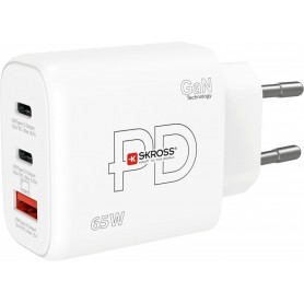  - Power Charger 65W Gan EU - Charger PC, Tablette, Intelligent avec Charge Rapide 65 W - Chargeur avec 3 appareils USB (USB 18W + USB C 20W + USB C 65W) avec Une Prise UE