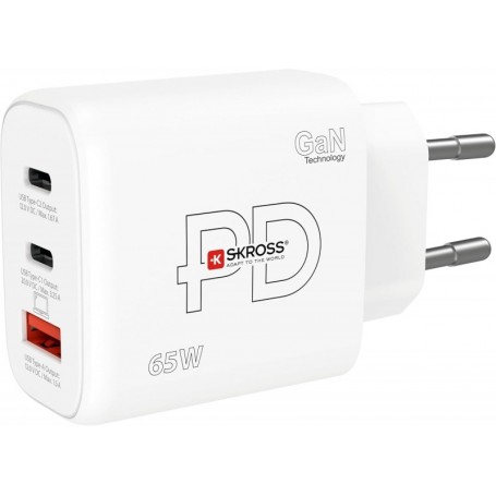  - Power Charger 65W Gan EU - Charger PC, Tablette, Intelligent avec Charge Rapide 65 W - Chargeur avec 3 appareils USB (USB 18W + USB C 20W + USB C 65W) avec Une Prise UE