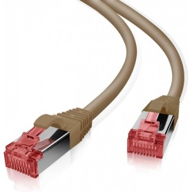  GRS zertifiziertes Cat 6a Patchcâble avec Cat 7 Rohcâble TPE brun 15,0m