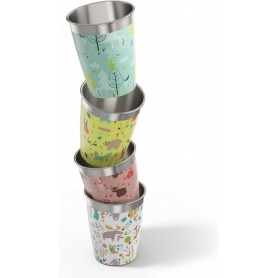 Sigg Set de Gobelets pour Enfant (4 x 0,35 L), Gobelets Réutilisables au Design Coloré pour Filles et Garçons, Verres pour Enfants à Utiliser à la Maison et en Extérieur