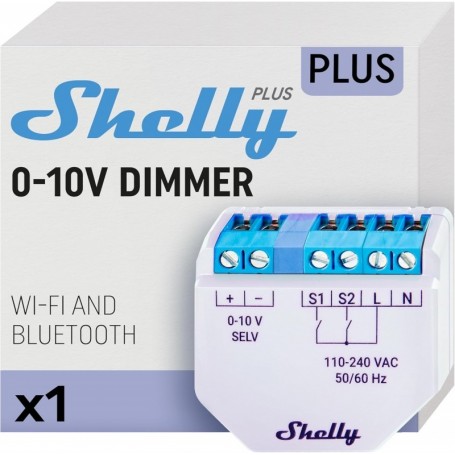 Shelly Plus 0-10V Dimmer | Module variateur de lumière connecté | Wi-Fi & Bluetooth | Variateur d'intensité sans fil | Compatible avec Alexa & Google Home | app iOS & Android