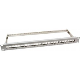  Keystone - 19“ moduleträger 1 HE 24 Port, Entlastungsschiene, Gris