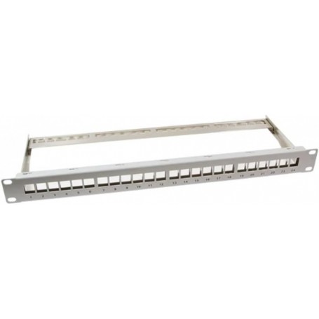  Keystone - 19“ moduleträger 1 HE 24 Port, Entlastungsschiene, Gris