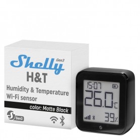Shelly H&T Gen3 - Noir | Capteur de température et d'humidité connecté | Thermomètre & Hygromètre intérieur/extérieur | Wi-Fi & Bluetooth | Compatible avec Alexa et Google Home | App iOS & Android