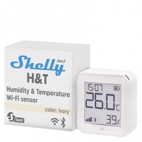 Shelly H&T Gen3 - Ivoire | Capteur de température et d'humidité connecté | Thermomètre & Hygromètre intérieur/extérieur | Wi-Fi & Bluetooth | Compatible avec Alexa et Google Home | App iOS & Android