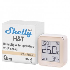 Shelly H&T Gen3 - Moka | Capteur de température et d'humidité connecté | Thermomètre & Hygromètre intérieur/extérieur | Wi-Fi & Bluetooth | Compatible avec Alexa et Google Home | App iOS & Android