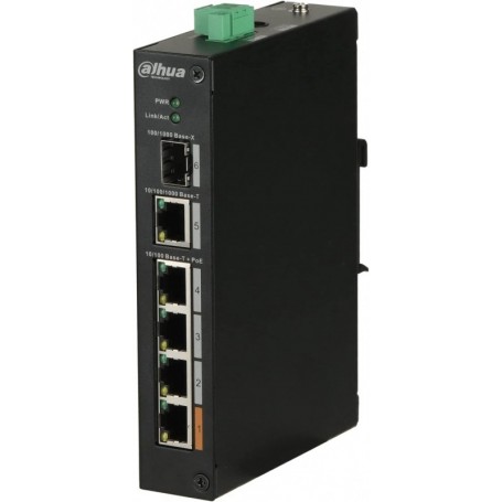 Switch||DH-PFS3106-4ET-60|Type L2|4x10Base-T / 100Base-TX|1x1000Base-T|1x100Base-X|PoE Ports 4|60 Watts|DH-PFS3106-4ET-60