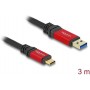 Delock USB 10 Gbps Kabel USB Typ-A Stecker zu USB Type-C Stecker 3 m rot Metall