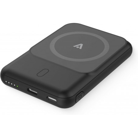 Batterie externe 5000 mAh : charge inductive, ports, compatible avec MagSafe - Noir