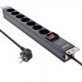 InLine® 19\" socket strip, 7-way earthing contact, with switch, 2m, black