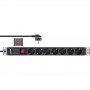 InLine® 19\" socket strip, 7-way earthing contact, with switch, 2m, black