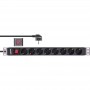 InLine® 19\" socket strip, 8-way earthing contact, with switch, 2m, black