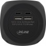 InLine® Charging Cube, 3x earthing contact, 2x USB-C, 2x USB-A, black, 2m