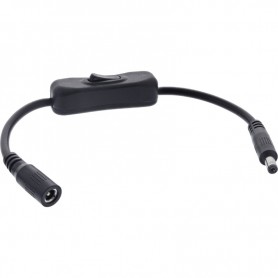 InLine® DC cable with Switch, DC male/female 4.0x1.7mm, AWG 18, black, 0.20m